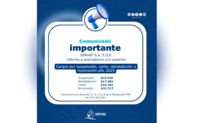 Cargos por suspensión, corte, reinstalación y reconexión año 2025