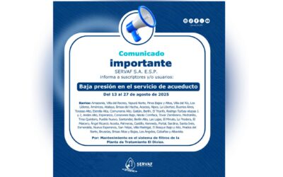 Baja presión en el servicio de acueducto