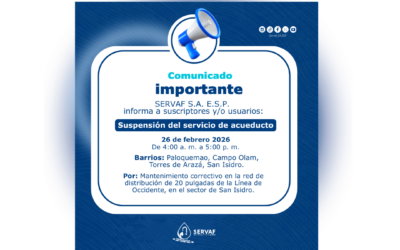 SUSPENSIÓN TEMPORAL DEL SERVICIO DE ACUEDUCTO FLORENCIA – CQTÁ.