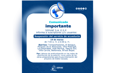 SUSPENSIÓN TEMPORAL DEL SERVICIO DE ACUEDUCTO FLORENCIA – CQTÁ. 