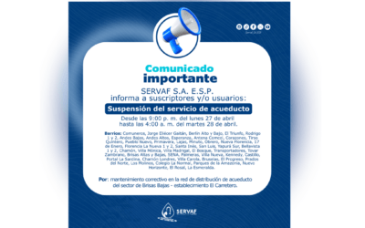 SUSPENSIÓN TEMPORAL DEL SERVICIO DE ACUEDUCTO FLORENCIA – CQTÁ. 
