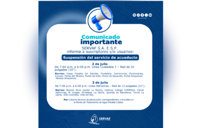SUSPENSIÓN TEMPORAL DEL SERVICIO DE ACUEDUCTO FLORENCIA – CQTÁ. 